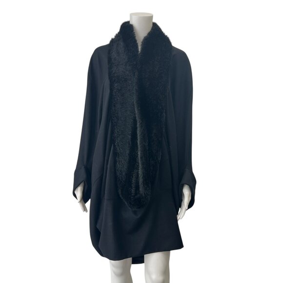 $940 NWT Comme Des Garcon Junya Watanabe 2008 Black Faux Fur Wool Jacket Medium